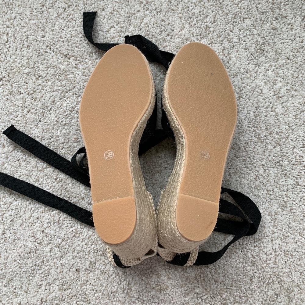 Black Closed Toe Espadrille 3” Wedge
